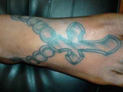 Cross Tattoo On Feet